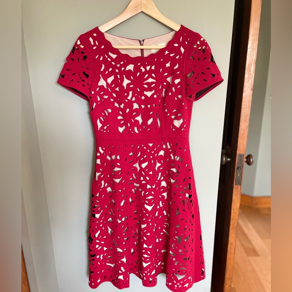 Anthropologie Moulinette Soeurs Red Cutout Dress Size 0